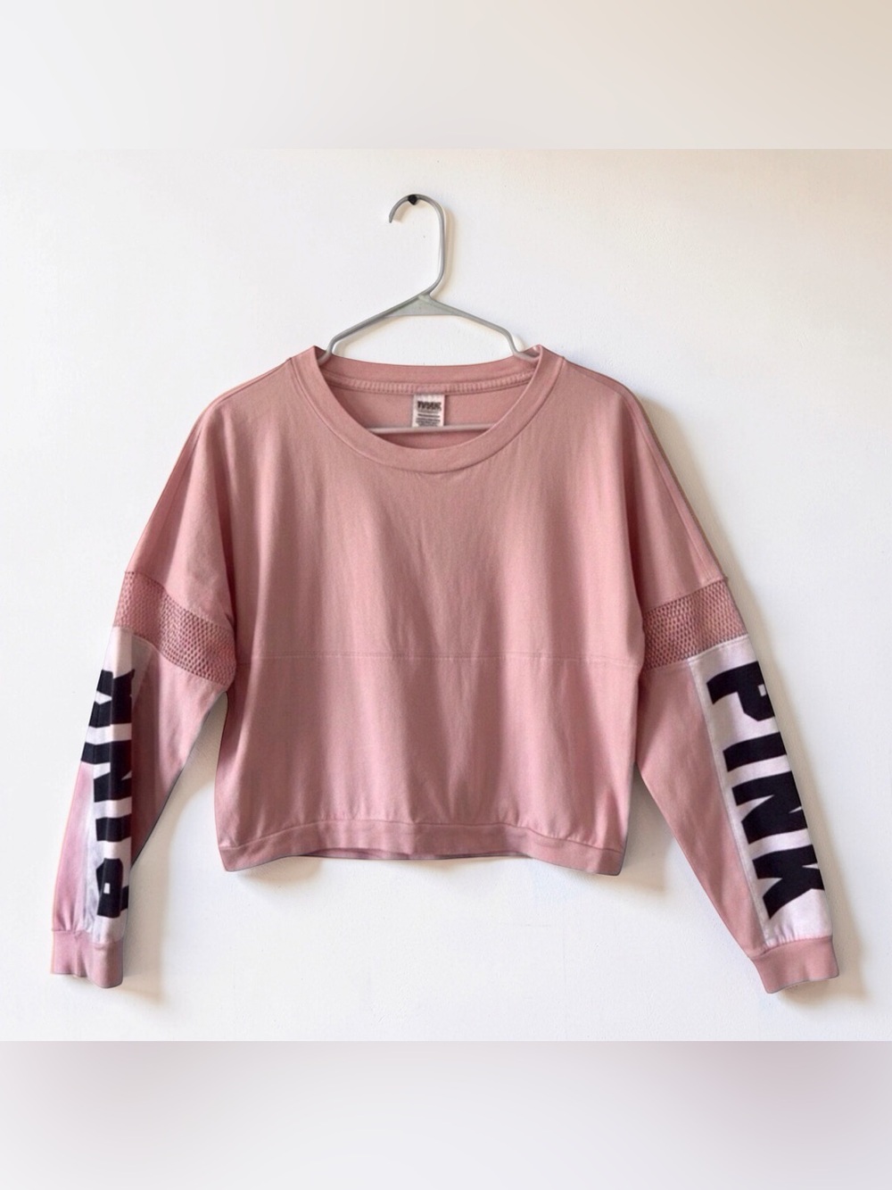Victoria’s Secret PINK Retro Cropped Pullover Mesh Sleeve Top XS
